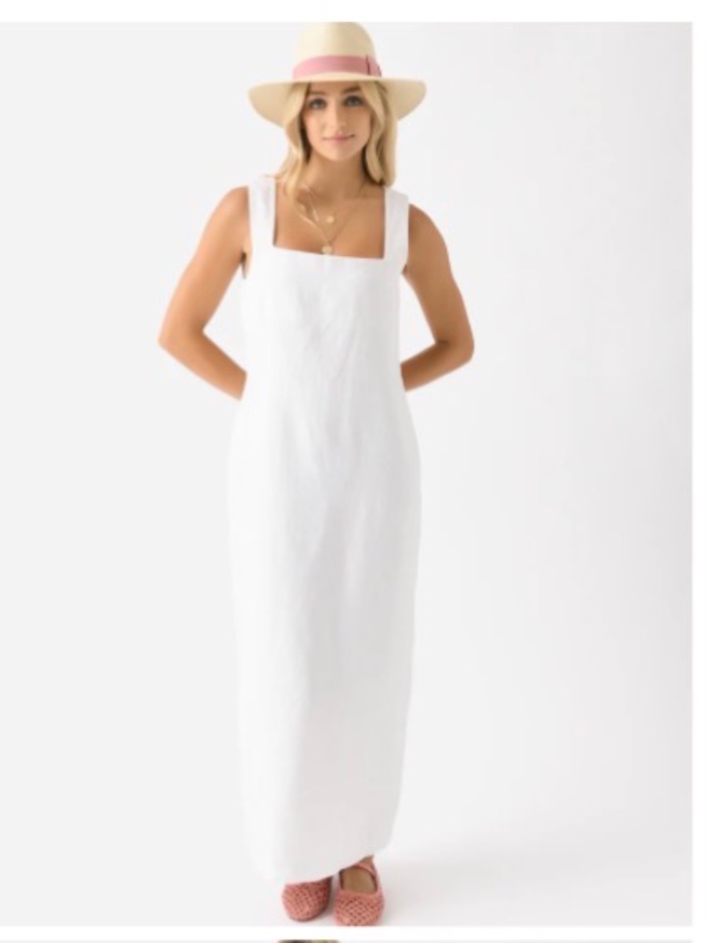 Posse Alice Midi Dress in Ivory Linen Sz M